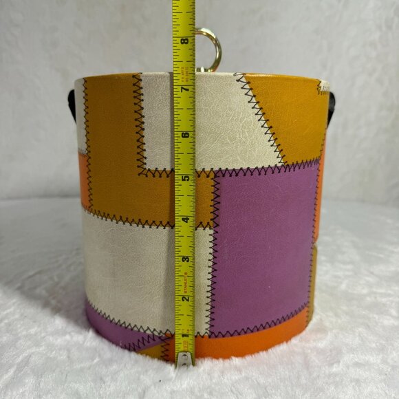 Vintage Retro Patchwork Ice Bucket With Lid & Handle 1960s 70s Hipster - Picture 6 of 7